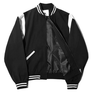 Veste de sport noire pour homme avec rayures blanches, fermeture éclair, style décontracté, coupe classique, pour l'automne - Product Image 1