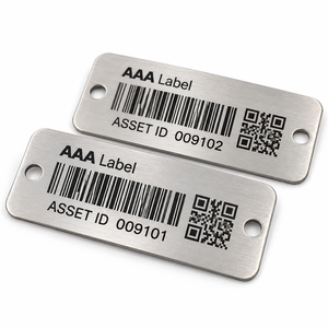 Étiquettes de code QR en acier inoxydable, plaques d'identification d'actifs avec code-barres gravé sur mesure pour les fabricants de machines - Product Image 1