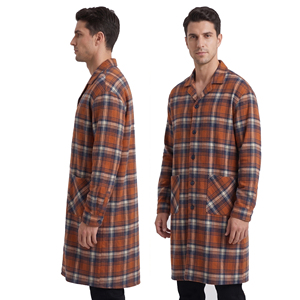 Summer <b>Night</b> Men Flannel <b>Shirt</b> Sleepwear Soft Sleep Long <b>Shirt</b> Men's <b>Button</b> <b>Up</b> Casual Wear Plaid <b>Shirt</b> Mens - Product Image 4
