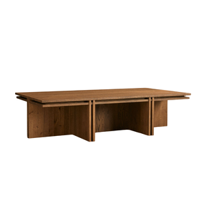 Premium Solid Teak Coffee <b>Table</b> Rectangular Living Room Center <b>Table</b> Low Profile <b>Nesting</b> Coffee <b>Table</b> with Panel Base - Product Image 4