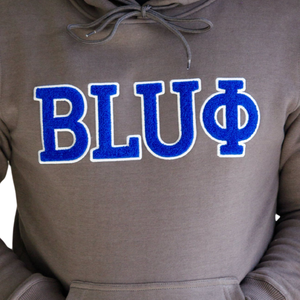 Sweat à capuche en chenille BLUΦ Phi Beta Sigma pour homme, couleur anthracite, avec lettres grecques, vêtement de fraternité haut de gamme, coupe classique - Product Image 6