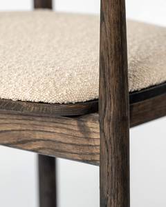 Silla de comedor escandinava de mediados de siglo, de teca, con asiento tapizado en algodón y patas de madera - Product Image 4