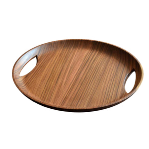 Plateau de service hexagonal en bois artisanal, en bois massif naturel, pour cuisine, table basse, ottoman - Product Image 2