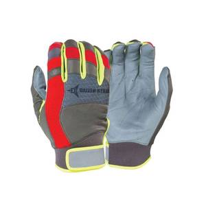 DAIZEN STAR WHITE Full Finger Leather Palm Non-Slip Breathable Ambidextrous Buckle Closure Batting Gloves for Adult Training - Product Image 4