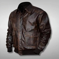 Veste bomber en cuir de vache véritable pour homme, marron vintage, hiver, fabricant et fournisseur OEM ODM en gros
