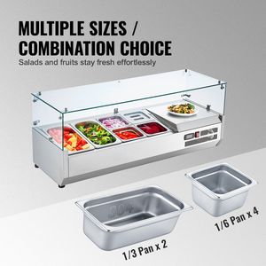 Stazione refrigerata da banco per preparazione condimenti da 135 W con vaschette da 2 1/3 e 4 1/6 in acciaio inox 304 per conservazione e servizio condimenti - Product Image 3