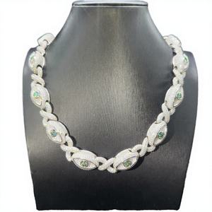 Colgante de Ojo Estilo Hip Hop Personalizado, con Diamantes Moissanite VVS, Plata de Ley 925, Cadena Cubana, Certificado de Joyería - Product Image 1