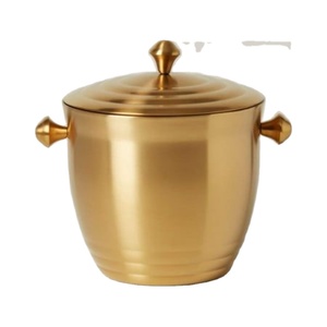 Hielera de Latón Dorado Estilo Americano con Asa y Tapa, Enfriador de Vino para Bar, Fiestas, Hielera con Forma Ovalada - Product Image 1