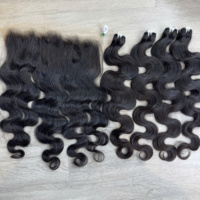 Lots de Cheveux Naturels Ondulés en Gros, Couleur Naturelle, avec Dentelle HD Transparente, Cheveux Humains Vierges Vietnamiens de Luxe Super Double Drawn