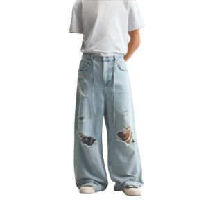 Nuevos pantalones vaqueros holgados para hombre con lavado ácido y efecto desgastado, con bolsillos delanteros y traseros, los más atractivos para personalización de tallas grandes. - Product Image 6