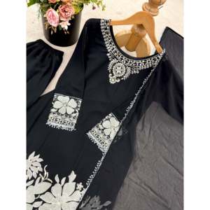 Conjunto Dupatta Top-Bottom de diseñador para mujer con trabajo de secuencia de bordado elegante - Product Image 2