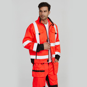 Ensemble veste et pantalon de travail pour homme, orange fluorescent, respirant, taille XL, avec bandes réfléchissantes - Product Image 3