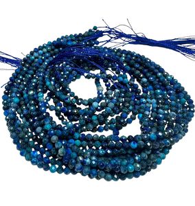 Perles rondes facettées en azurite verte TASBIYA GEMS de 3,5 mm avec évaluation tierce, prêtes à être expédiées pour la fabrication de colliers - Product Image 1