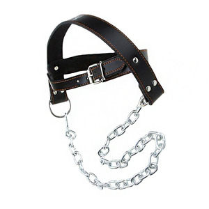 Adjustable Leather Head <b>Harness</b> for Neck Strengthening Weightlifting Gym Neck Training <b>Belt</b> with Heavy Duty Steel Chain - Product Image 1