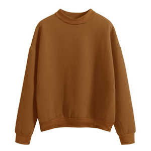 Nouveau Sweat-shirt Femme Tendance 100% Coton Tricoté Col Rond Manches Longues avec Revers Cousus Anti-Plis pour Fille Vêtement d'Automne - Product Image 2