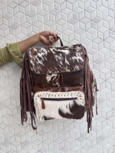High Quality Cowhide Leather Fringe <b>Backpack</b> Hair On Hide Genuine Leather Stylish <b>Backpack</b> <b>School</b> Bag Unisex Unique Designer Bag - Product Image 4