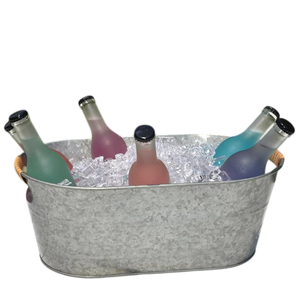 Bac à vin élégant en métal galvanisé avec support et poignée en bois – Meilleure qualité pour le stockage de boissons en intérieur et en extérieur - Product Image 6