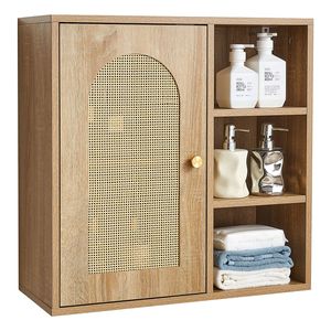 Ripiano regolabile bagno pensile 5 livelli di altezza gabinetto armadietto dei medicinali appeso a parete scaffali organizzatore - Product Image 1