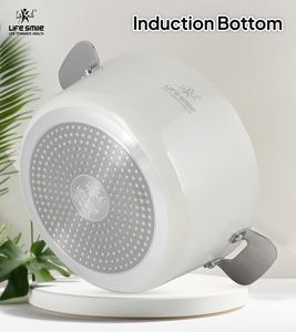 Ensemble de 10 ustensiles de cuisine en aluminium forgé avec couvercles métalliques, revêtement antiadhésif en granit, poignées en acier inoxydable, base à induction - Product Image 3