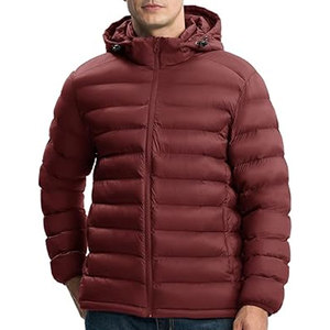 Hot Selling Unisex Vintage <b>Denim</b> Puffer <b>Jacket</b> Detachable Hood Breathable Water Resistant Lightweight Quilted Pockets Front - Product Image 3