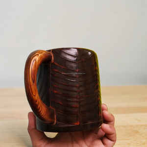 Taza de madera de pino quemada hecha a mano de primera calidad con vaso de acero inoxidable, taza rústica de madera para beber a precio económico. - Product Image 4