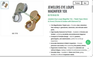Lupa de Joyero 10x, Lente Triplete de 18mm 21mm, Corte Diamante Cromado Dorado para Herramientas de Reparación de Relojes | N.º de artículo GS-755 - Product Image 3