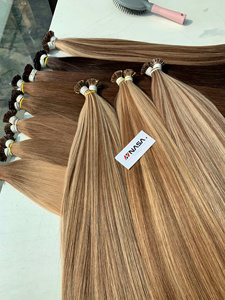 Keratin-bonded 22 Inches Virgin Vietnamese Remy Human Extensions <b>Bleached</b> Straight Balayage Aligned Cuticles Double Drawn 100 - Product Image 2