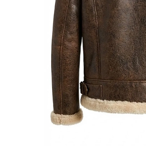 Genuine <b>Men's</b> Leather <b>Shearling</b> <b>Jacket</b> Premium Sheepskin Fur Aviator Winter Coat Warm Stylish Biker Outerwear Classic Fit - Product Image 4