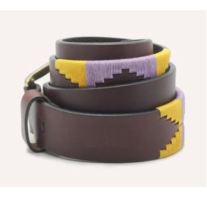 Ceinture Polo Robuste et Élégante en Cuir Véritable Fait Main avec Broderie Multicolore Brillante et Boucle Personnalisable - Product Image 4