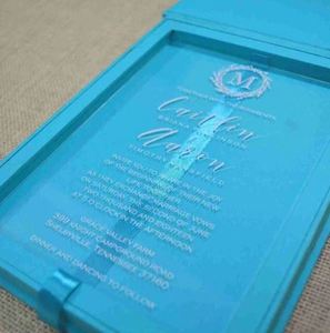 High Quality Blue <b>Wedding</b> Invitation <b>Box</b> Clear Paper Silk Screen Printed Handmade Classic <b>Wedding</b> <b>Box</b> India Exporter Bulk Price - Product Image 3