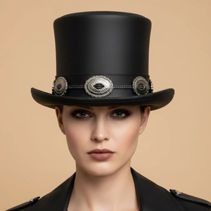 Sombrero de Copa de Terciopelo Premium Unisex, Diseño Clásico de Corona Alta, Elegante Gorro Negro con Acabado Liso, Fabricación Personalizada para Exteriores - Product Image 4