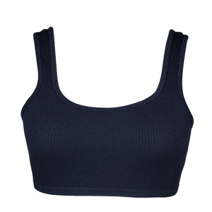 Camiseta sin mangas de punto acanalado blanco para mujer, cuello redondo, estilo minimalista, transpirable, corta, de poliéster y elastano - Product Image 4