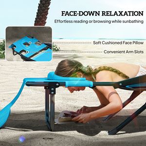 Sdraio Pieghevole Azzurra con Schienale Reclinabile, Comoda Chaise Longue da Sole - Product Image 4