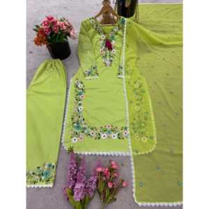 Conjunto de Top y Dupatta con Bordado Pesado de Diseñador, Ropa de Fiesta India y Pakistaní - Product Image 4