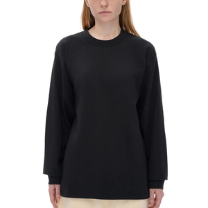 T-shirt décontracté pour homme en coton à col montant et manches longues, coupe ample, effet délavé, personnalisable avec logo, vêtements vierges en gros - Product Image 1