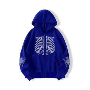 Sweat-shirts à capuche pour hommes écologiques avec strass, 100 % coton, personnalisables OEM, style décontracté unisexe, pour l'hiver. - Product Image 1