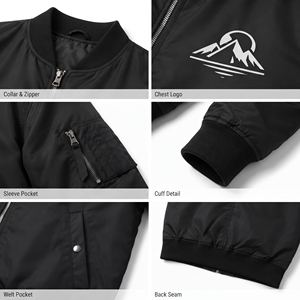 OEM Kundenspezifischer Logodruck Herren Bomberjacken Reißverschluss Stehkragen Nylon Polyester Jacken Leichte MA1 Fliegerjacke für Männer - Product Image 6