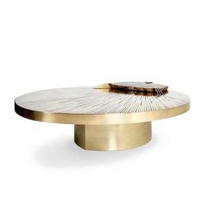 Mesa de centro de mármol blanco de moda en oferta para decoración de sala de estar, mesa de centro redonda. - Product Image 6