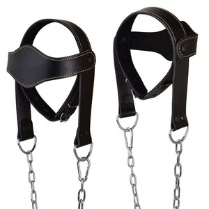Arnés de entrenamiento para músculos del cuello de acero inoxidable negro con cadena para levantamiento de pesas en gimnasio y entrenamiento de fuerza del cuello - Product Image 1