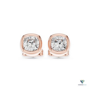 2.50 TCW Rose <b>Gold</b> Cushion Cut Lab Grown Diamond <b>Pendant</b> and Earrings Set in 18K <b>Solid</b> <b>Gold</b> - Product Image 1