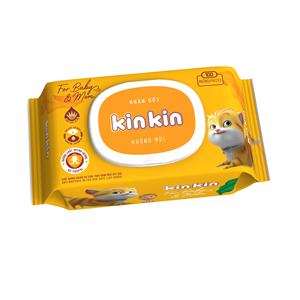 Lingettes humides pour bébé non tissées, protection antibactérienne, prévention des éruptions cutanées, mains, Vietnam, KIKIN, sans alcool, sans parabène, 80 pièces - Product Image 1
