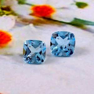 6X6MM Natural Sky Blue Topaz <b>Cushion</b> Cut Faceted Calibrated Loose Gemstone Jewelry Making Wholesale Lot - Product Image 3