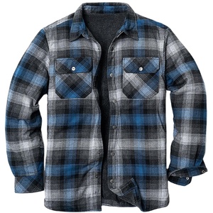 Chemises en flanelle à carreaux pour hommes, hiver, coton, épaisse, doublure en polaire, manches longues, chemise à carreaux rouges pour homme - Product Image 5