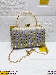 Craftstages International Luxury Handmade Embroidered Evening <b>Clutch</b> Bags for Women | Designer Metal Handle Party <b>Wedding</b> - Product Image 2
