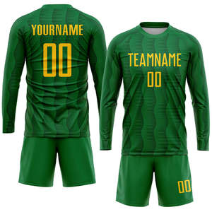 Ensemble de maillots de football à motif vert entièrement sublimé, ensemble de maillots personnalisés pour hommes, kits d'entraînement respirants, production en gros OEM - Product Image 4
