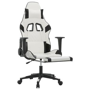 Chaise de jeu en similicuir blanc et noir avec structure en métal, contreplaqué et plastique, durable et élégante - Product Image 3