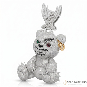 Colgante de oso de peluche con incrustaciones de diamantes VALA BROTHERS, con ojos verdes y rojos, estilo hip-hop, amuleto unisex para regalo. - Product Image 2