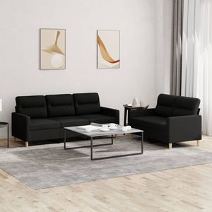 Ensemble de canapés en tissu polyester noir à 100% avec structure en contreplaqué textilène métallique pour salon - Product Image 1