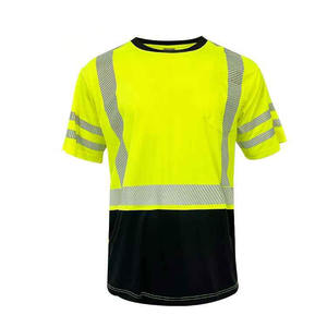 เสื้อเชิ้ตนิรภัยสะท้อนแสงแบบมองเห็นได้ชัดเจนสำหรับผู้ชาย สีเหลืองดำ โพลีเอสเตอร์ แขนสั้น ชุดทำงาน สไตล์ลำลอง ใส่ได้ในฤดูร้อน - Product Image 6