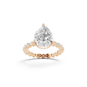 AMBER JEWELS Women 14KT Gold IGI Certified Lab Grown Pear Shape Diamond Halo Engagement <b>Ring</b> Alternating Marquise Cut Side - Product Image 3